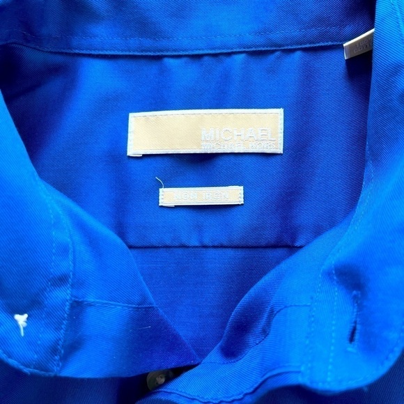 Michael Kors Non Iron Royal Blue Button Down Dress Shirt - Picture 3 of 3